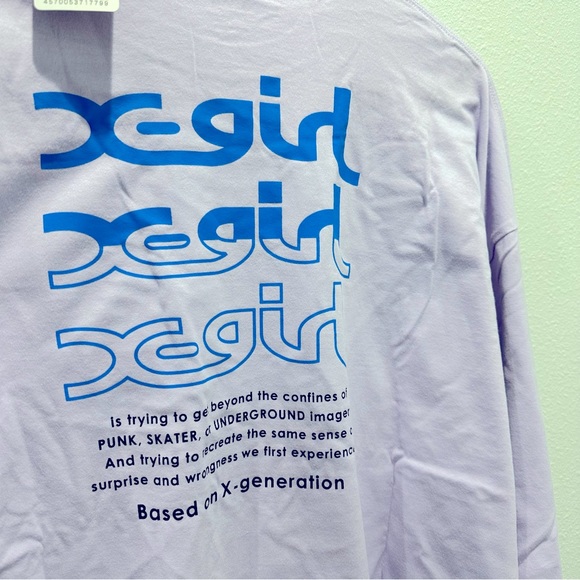 NWT X-Girl Lavender oversized long sleeve logo shirt x girls art egirl e girl - Picture 3 of 4